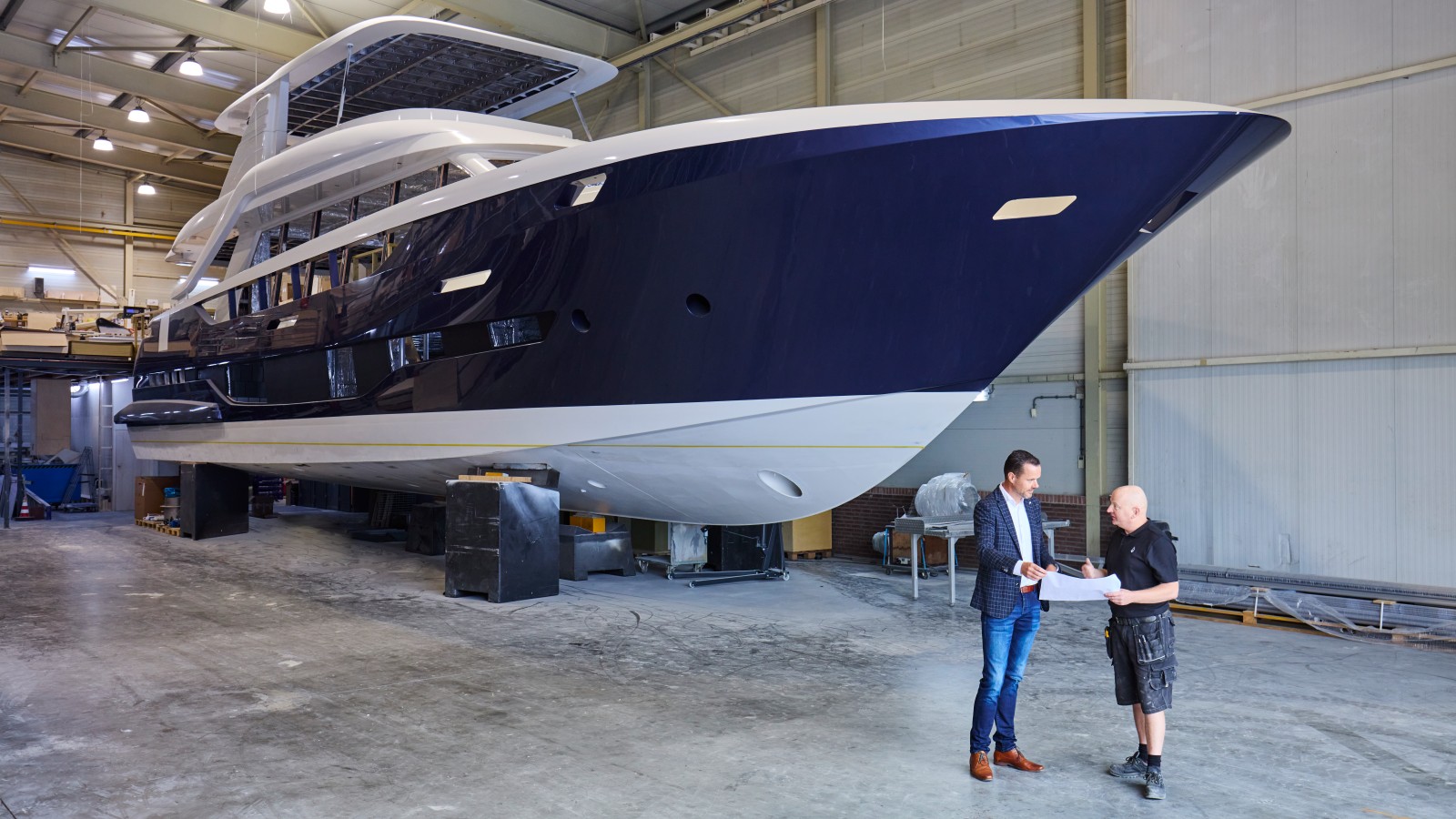 Blue Jeans yacht inside the shipyard