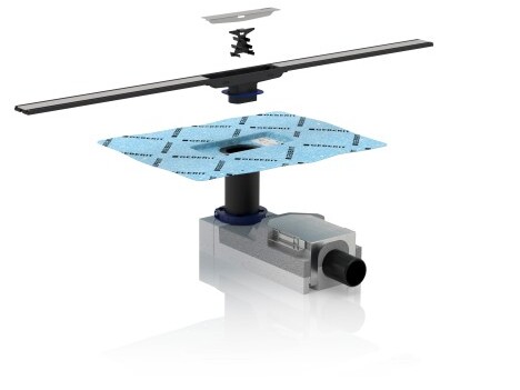 A Geberit shower channel CleanLine.