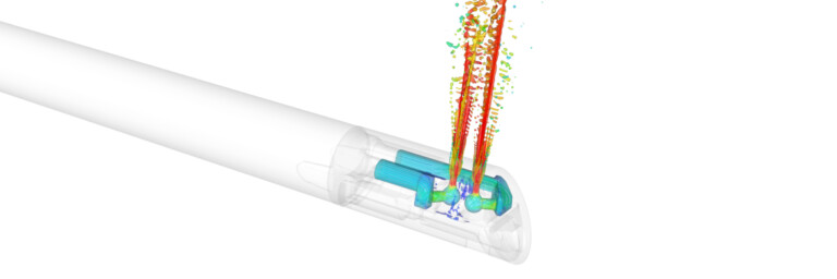 Eine technische Darstellung eines WC Duscharms mit Duschstrahl.