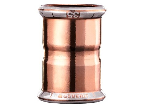 Nahaufnahme von einem Geberit Mapress Kupfer Fitting.