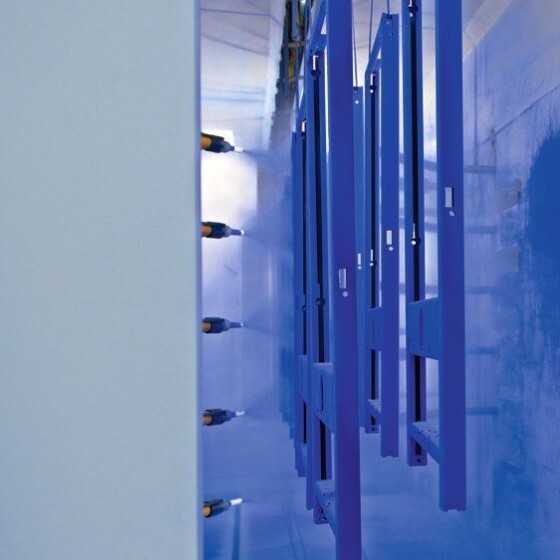 Anlage, in der die Installationssysteme blau eingefärbt werden.