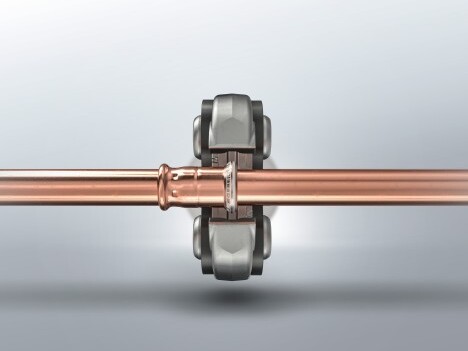 Nahaufnahme von Mapress Kupfer Rohr.