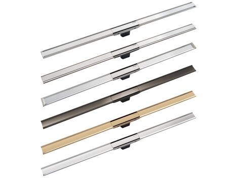 Six metal strips in varying colors, including silver, black, bronze, and gold.