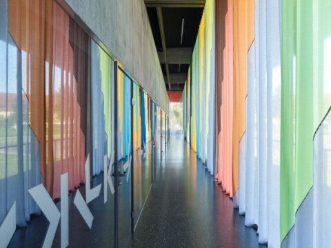 Inside of the façade of Kepler Hall in Linz