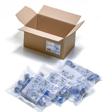 An open cardboard box next to several vacuum-sealed packages.