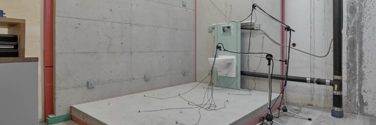 Messraum für akustische Tests an Baumaterialien in einem Labor